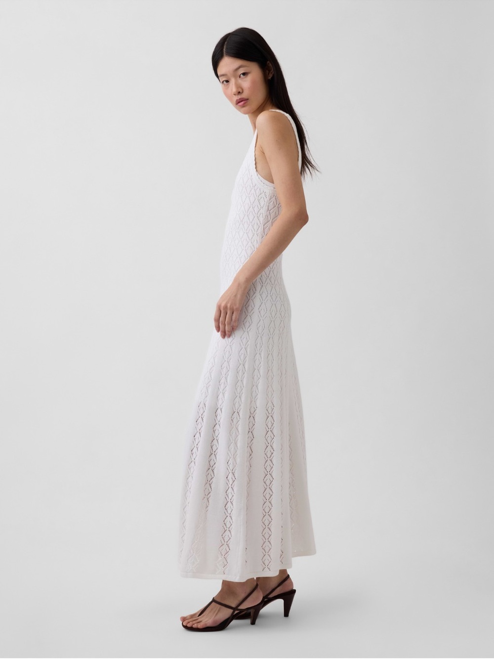 GAP Pointelle Maxi Knit Dress - white - size L - NWT - Picture 3 of 9